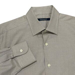 J. Campbell Vintage Dress Shirt Brown White Woven Spread Collar 16 32/33